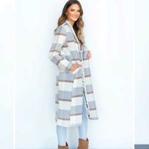 Apricot Lane Gray Striped Long Coat